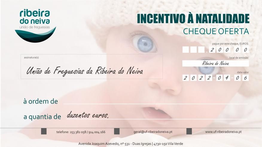 CHEQUE OFERTA - INCENTIVO À NATALIDADE